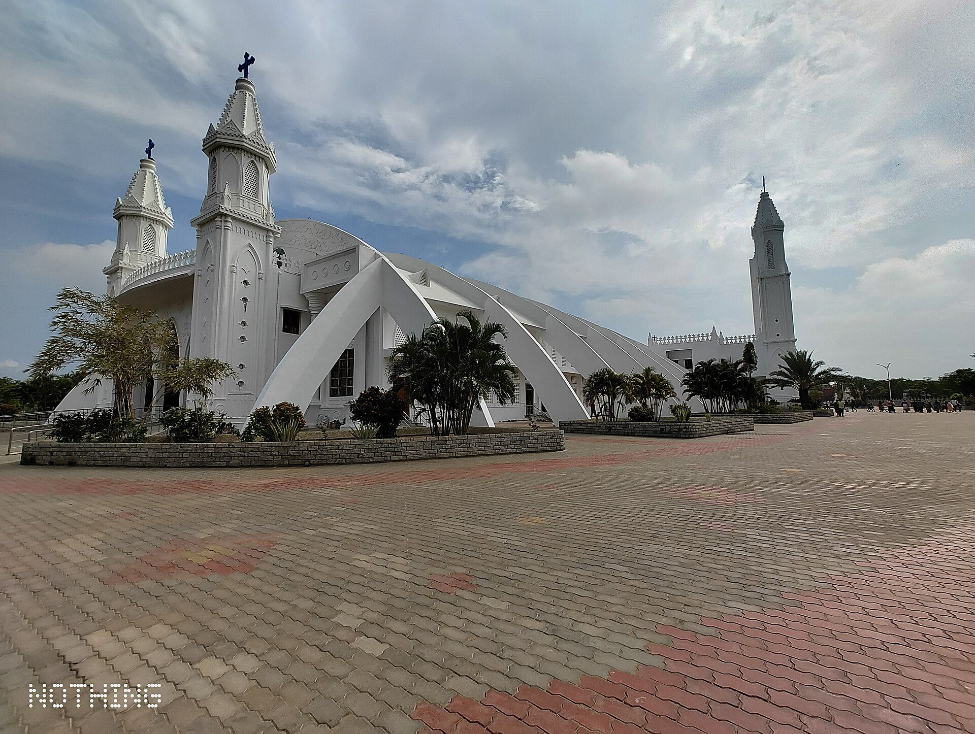 The white Basilica of Our Lady of Good Health, Velankanni